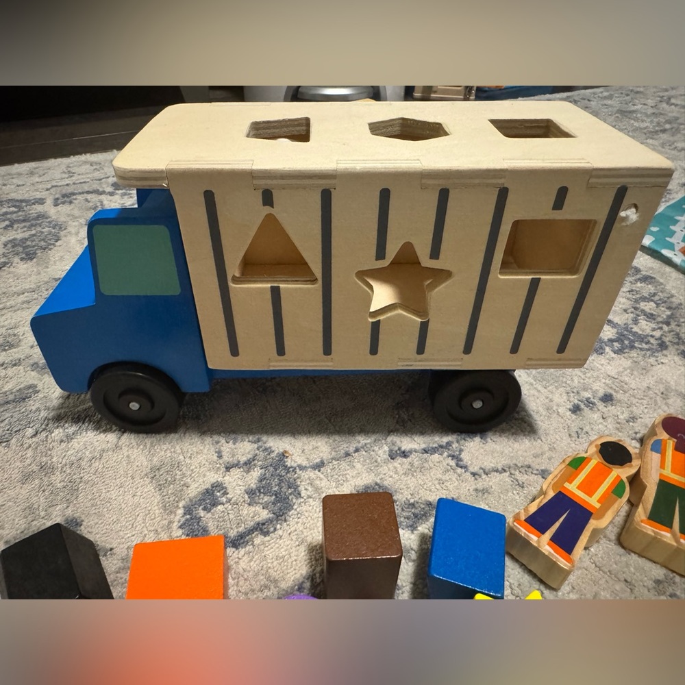 Melissa & Doug Shape-Sorting Dump Truck Wooden Toy - Picture 13 of 15